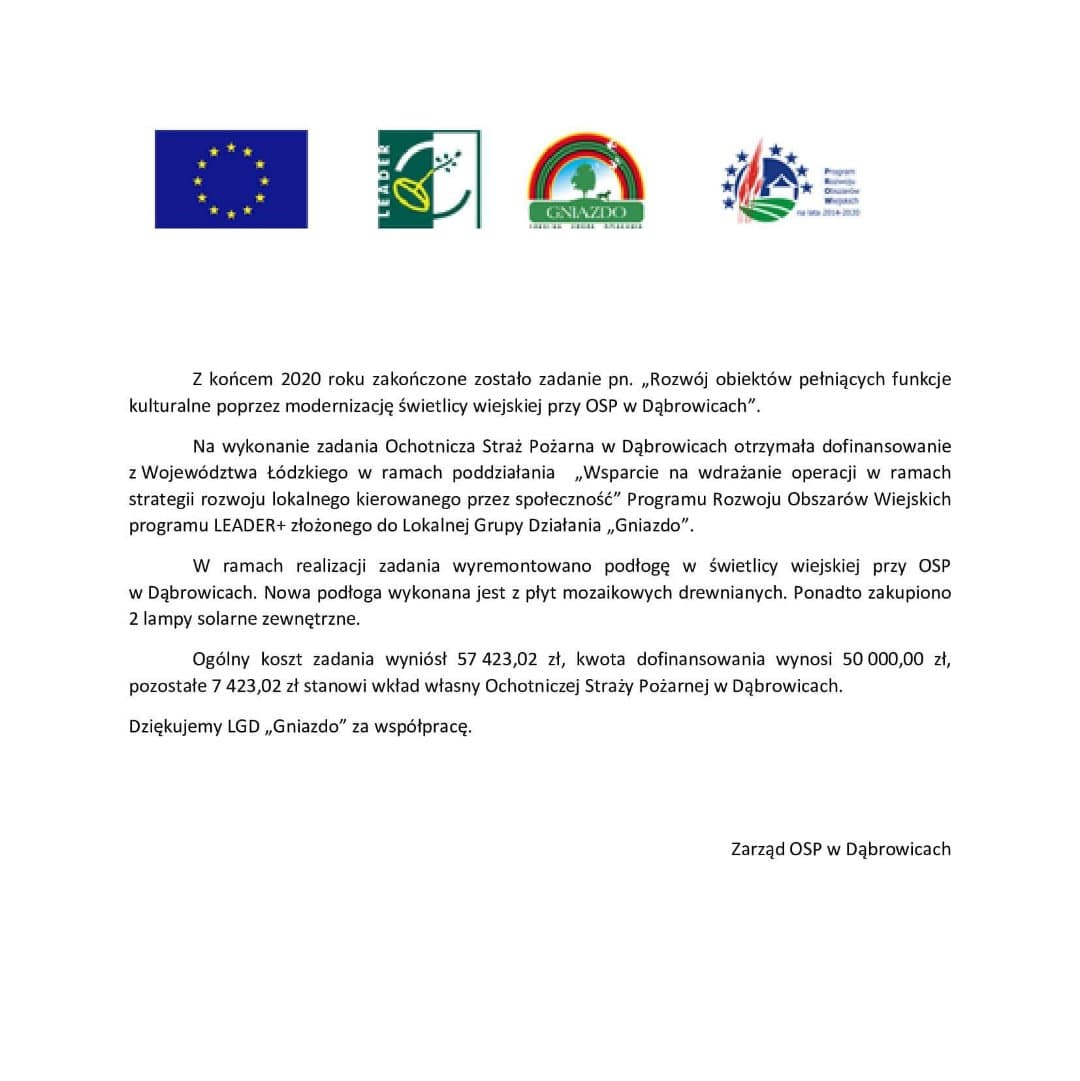 Dabrowice inwestycja osp